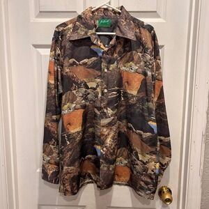 VTG 70's Joe Namath Arrow Mens XL Long Sleeve Button Up Shirt Rocky River AOP